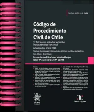 Código de Procedimiento Civil de Chile 5ta. Edición con Apéndice Legislativo. Índices Temático y Analítico. Enero Año 2026 / 390 Pág.