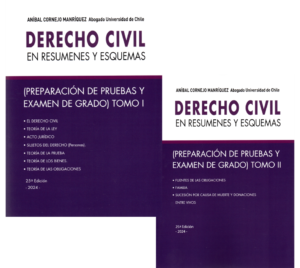 Derecho Civil en Resúmenes y Esquemas  - Preparación de Pruebas  y Examen de Grado II Tomos - 25va Edición . Año Enero 2024/914 Pág.- Autor Aníbal Cornejo Manríquez