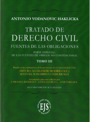 Tratado de Derecho Civil- Fuentes de las Obligaciones- Parte Especial: De las fuentes de Origen no convencional - TOMO III. Año Marzo 2021/ 270 Pág. Autor  Antonio Vodanovic Haklicka